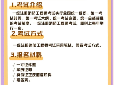 一級消防工程師考試科目時間安排,一級消防工程師考試科目時間